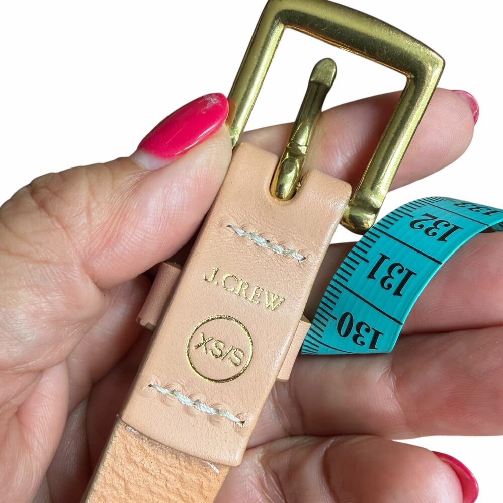 J.Crew Women's Pink Leather Belt XS/S Brass Buckle Classic Preppy Minimalist - Picture 5 of 5